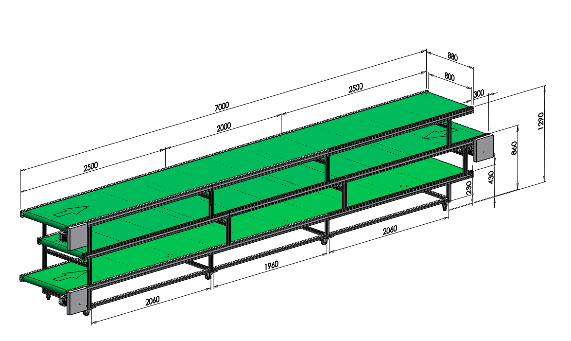7米三層交錯(cuò)流水線輸送機(jī)